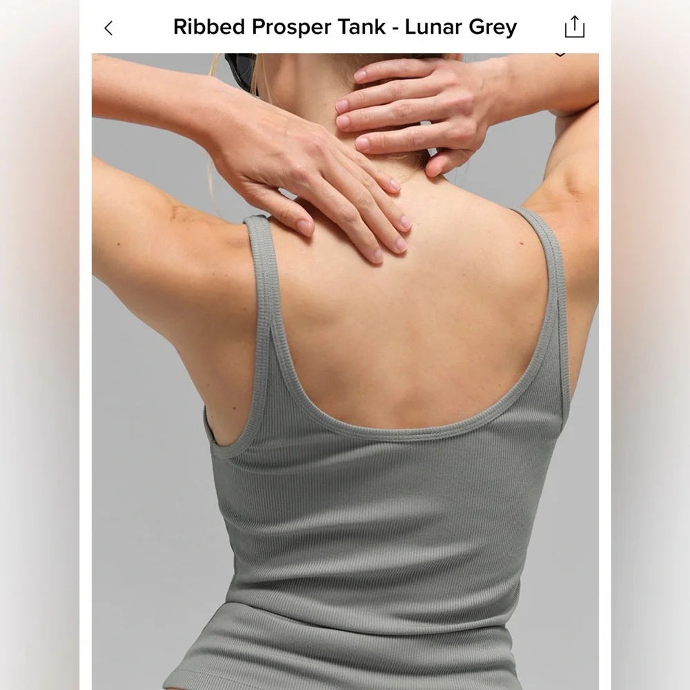 ALO Yoga Women's Lunar Gray Ribbed Tank Top - Picture 2 of 7